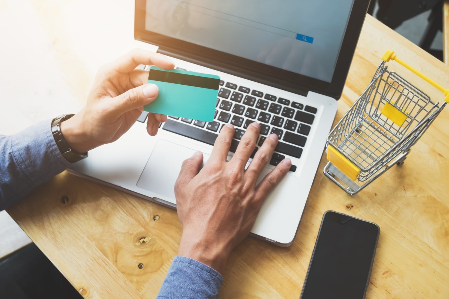 e-commerce buy online payment card and pc